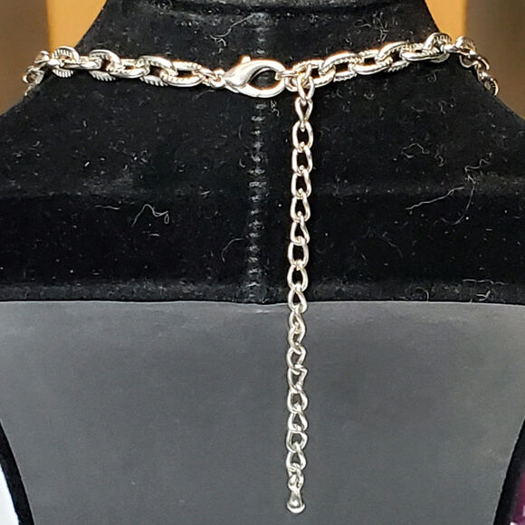 Silver Tone Extra Long Colorful Bohemian Necklace 36" Retro - Picture 4 of 5